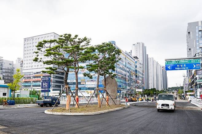 22일 개통 예정인 불당5교 교량 재가설 공사 현장 ⓒ천안시 제공