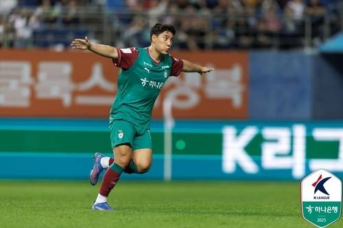 ▲ 대전 주민규의 골 세리머니. 한국프로축구연맹 제공