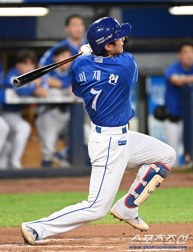 16일 대구삼성라이온즈파크에서 열린 롯데와 삼성의 경기, 삼성 이재현이 타격을 하고 있다. 대구=허상욱 기자wook@sportschosun.com/2025.09.16/