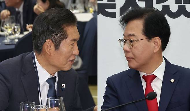 정청래 더불어민주당 대표(왼쪽), 송언석 국민의힘 원내대표 ⓒ연합뉴스