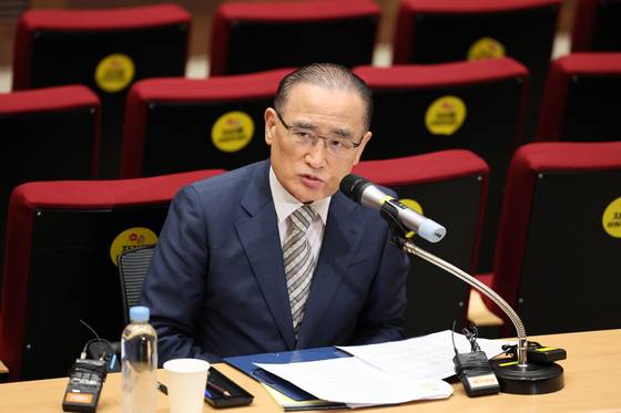 19일 대통령실에서 미국 순방 관련 브리핑을 하는 위성락 국가안보실장. [사진 대통령실사진기자단]