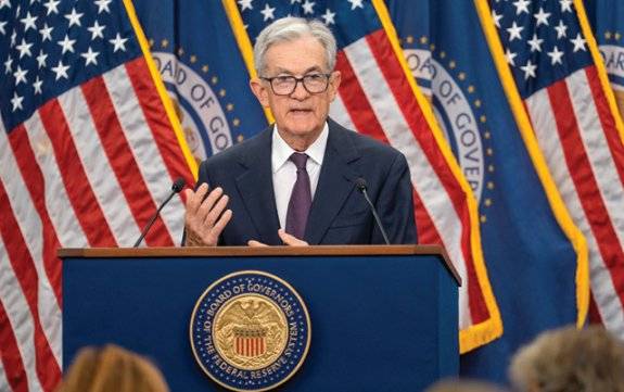 제롬 파월 미국 연방준비제도이사회 의장이 9월 17일(현지 시간) 기자회견을 하고 있다. 뉴시스&nbsp;