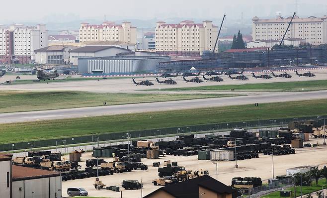 지난 26일 미 육군의 해외 기지 중 최대 규모로 알려진 경기도 평택시 캠프 험프리스 모습. [연합]