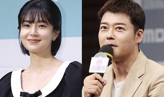 배우 백진희(사진 왼쪽)와 방송인 전현무. 세계일보 자료사진