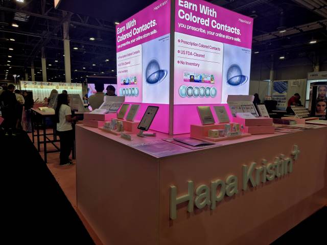 미국 라스베이거스 베네시안엑스포에서 18일(현지 시간) 개막한 '비전 엑스포 2025 웨스트'에 마련된 하파크리스틴 부스의 모습.