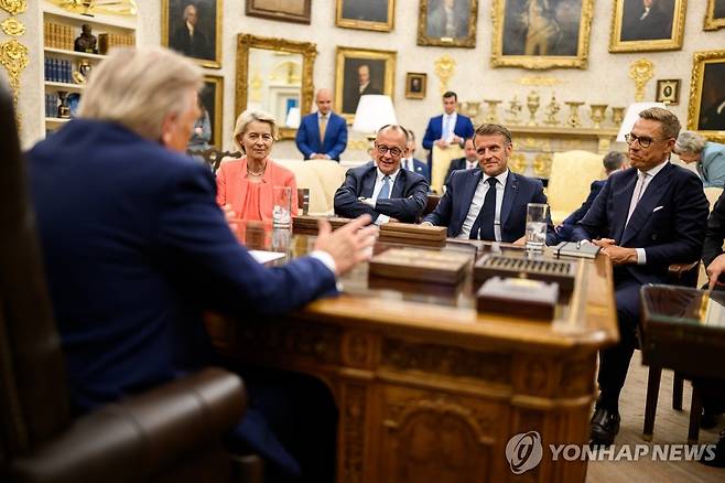 백악관 찾은 유럽 주요국 지도자들(2025. 8. 19.) [AP=연합뉴스 자료사진. 재판매 및 DB 금지]