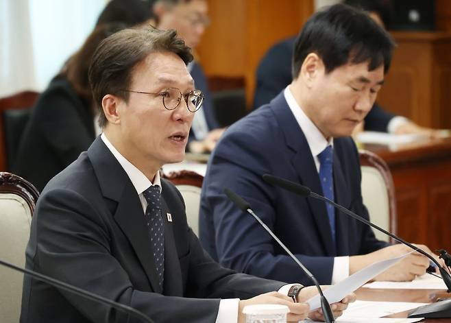 김민석 국무총리가 22일 정부서울청사에서 열린 통신사 및 금융사 해킹사고 관련 긴급 현안 점검회의에서 발언하고 있다. 연합뉴스