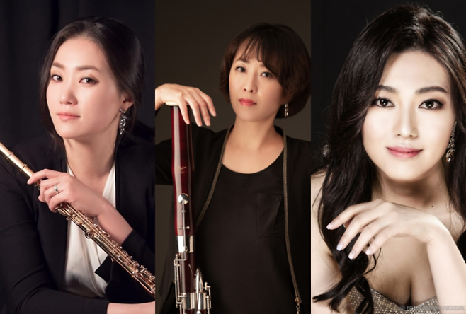 ▲ 왼쪽부터 리더 플루트 하지현·대표 바순 장가영·소프라노 소은경