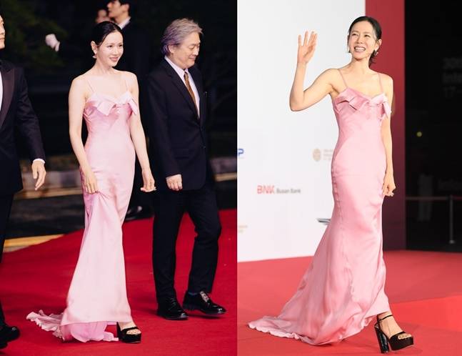혹독한 다이어트 후 핑크 드레스로 부산국제영화제 개막식 레드카펫을 빛낸 손예진. [사진=맥퀸]