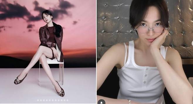 배우 송혜교가 꾸준한 요가로 매끈한 각선미와 맑은 피부를 유지했다. 사진=송혜교 SNS