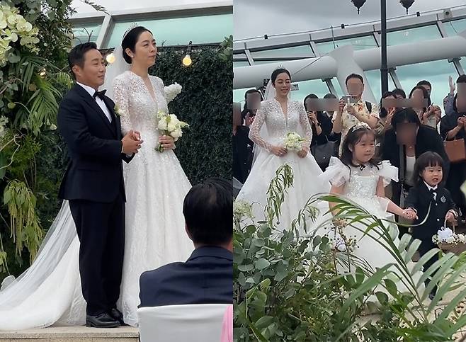 배우 최여진이 코미디언 김병만과 그의 아내 현은재 씨, 화동으로 나선 이들의 딸과 아들의 모습을 찍은 사진과 영상을 공개했다. /사진=최여진 인스타그램