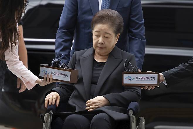 9월22일 한학자 통일교 총재가 구속 영장 실질 심사를 받기 위해 출석하고 있다. ⓒ시사IN 이명익