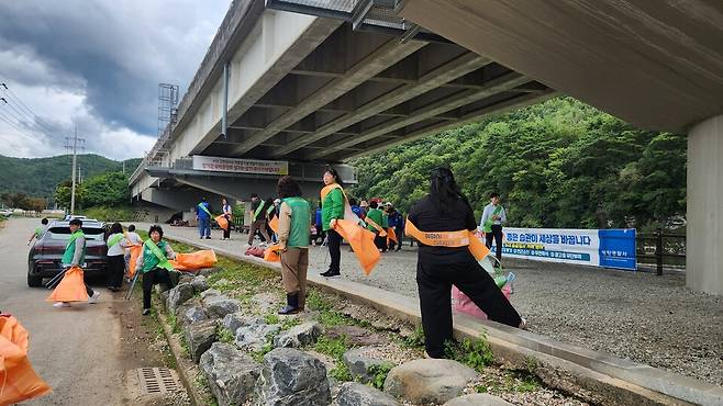 영양군이&nbsp;9월22일&nbsp;영양읍 현리 일원에서&nbsp;'대한민국 새단장' 주간을 맞아 환경정화활동을 진행하고 있다. ⓒ영양군