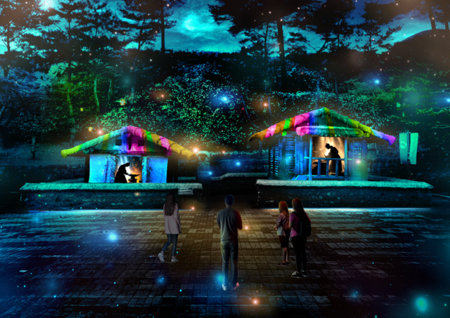 미디어아트 연출 모습.