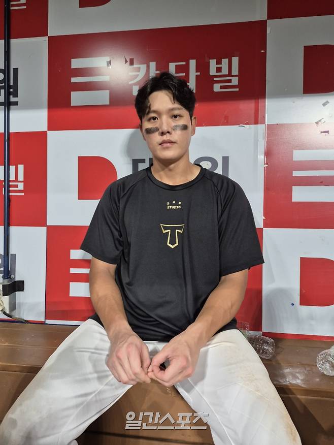 24일 고척 키움전을 마친 뒤 취재진과 인터뷰하는 KIA 오선우. 고척=배중현 기자