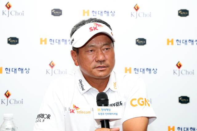 최경주 인비테이셔널 개막을 앞두고 열린 미디어데이에서 발언을 하고 있는 최경주. 사진 제공=KPGA