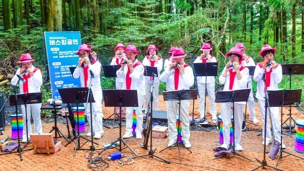 26일부터 28일까지 제주시 조천읍 교래리 삼다수 숲길에서 2025 교래삼다수마을 지질트레일이 열린다. 사진은 지난해 행사 당시 공연 모습.(제주일보 자료사진)
