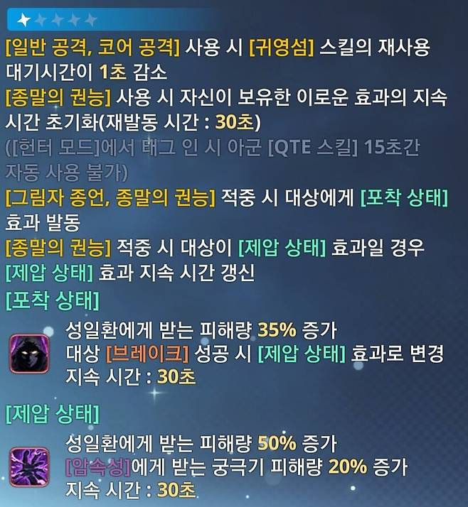 ▲ 1진화는 버프 리필이라는 특징이 생기는 지점이며, 피해량을 높이는 디버프도 추가