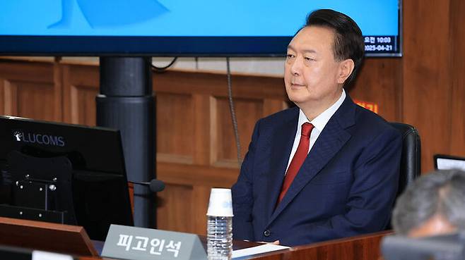 윤석열 전 대통령 내란재판 출석 (지난 4월, 서울중앙지법)