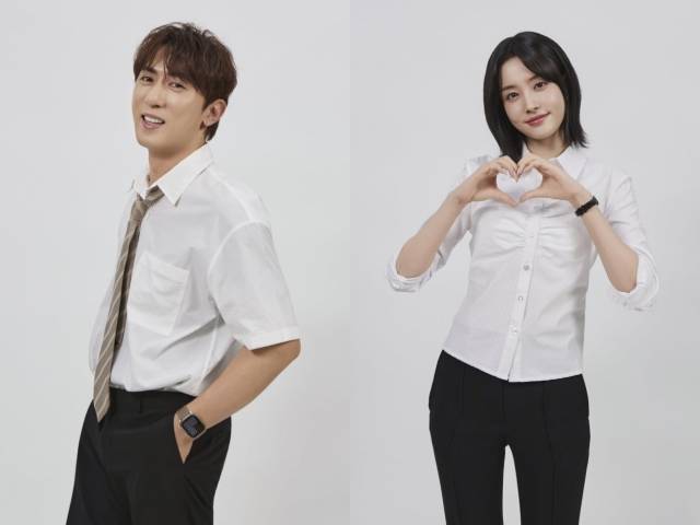 코미디언 김원훈(왼쪽)과 그룹 스테이씨 멤버 심자윤이 쿠팡플레이 리얼리티 예능 시리즈 '직장인들2' 인터뷰를 진행했다. /쿠팡플레이