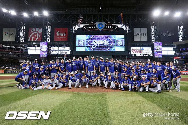 [사진] LA 다저스가 26일(한국시간) 애리조나전 승리로 내셔널리그 서부지구 우승을 확정했다. ⓒGettyimages(무단전재 및 재배포 금지)