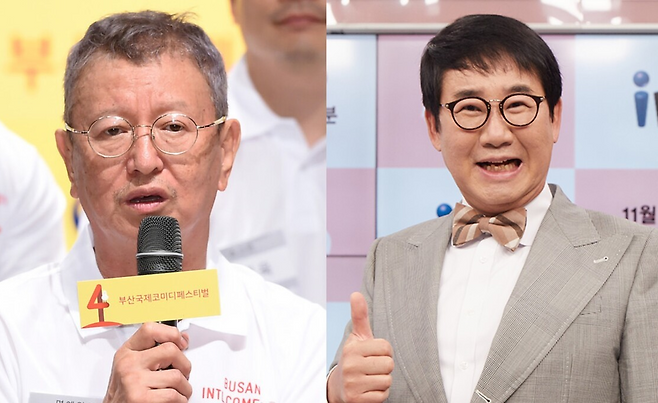 故 전유성&nbsp;(사진 왼쪽)과 개그맨 최양락. 뉴스1, 세계일보 자료사진
