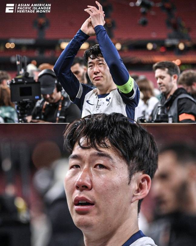 2024-2025 UEFA 유로파리그 우승 후 손흥민. ESPN