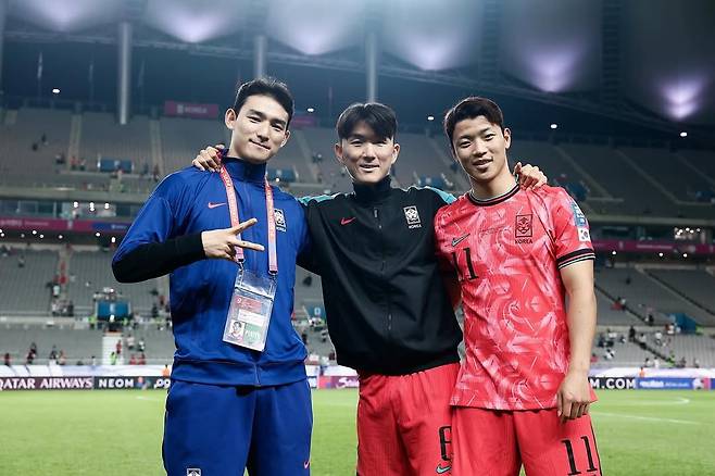 1996년생 대표팀 주축 선수들인 조유민(왼쪽부터), 황인범, 황희찬. /사진=조유민 SNS 캡처