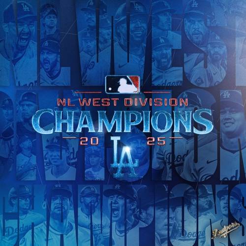 지구 우승 알리는 다저스 가운뎃줄 왼쪽에서 네 번째가 김혜성. [다저스 소셜미디어 캡처. 재배포 및 DB 금지]