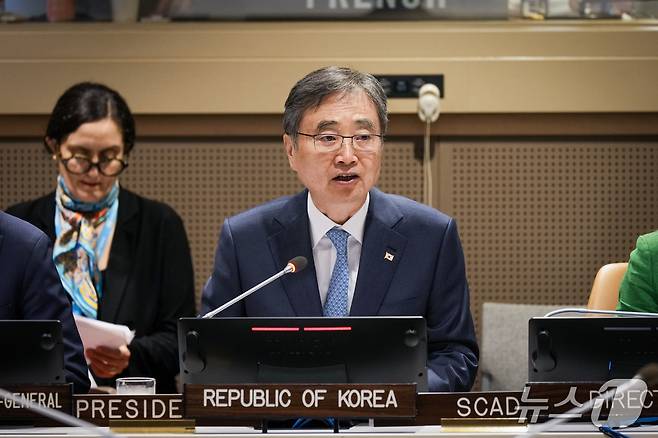 조현 외교장관은 25일(현지시간) 뉴욕 유엔본부에서 안보리 의장으로서 '유엔 안전보장이사회 – 아랍연맹 비공식 상호대화'를 주재했다. 2025.09.25. (외교부 제공)