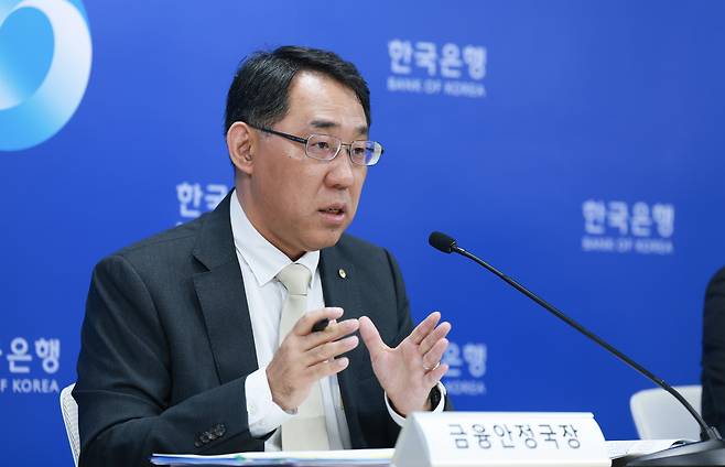 장정수 한국은행 금융안정국장이 25일 서울 중구 한국은행에서 열린 금융안정 상황 설명회에서 발언하고 있다. [한국은행 제공]