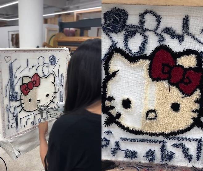 [서울=뉴시스] 배우 김사랑이 섬유 공예에 도전한 모습을 공개했다. (사진=김사랑 인스타그램 캡처) 2025.09.27. photo@newsis.com *재판매 및 DB 금지