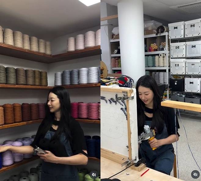 [서울=뉴시스] 배우 김사랑이 섬유 공예에 도전한 모습을 공개했다. (사진=김사랑 인스타그램 캡처) 2025.09.27. photo@newsis.com *재판매 및 DB 금지