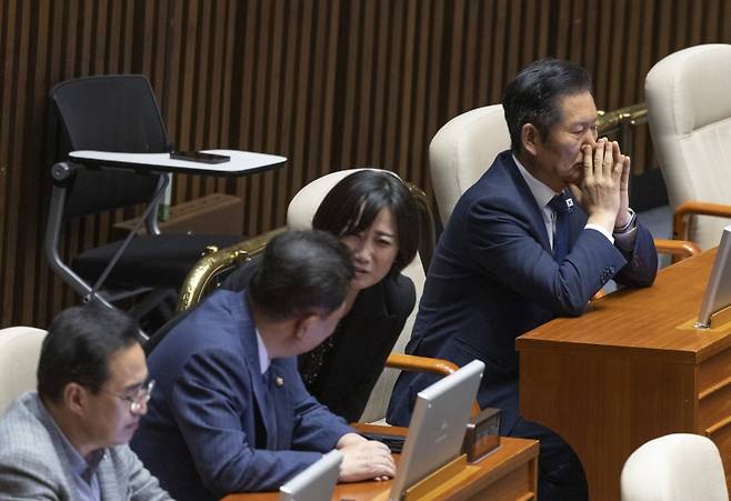 ▲더블어민주당 국회본회의장 정청래 당대표와 김병기 원내대표 [연합뉴스]