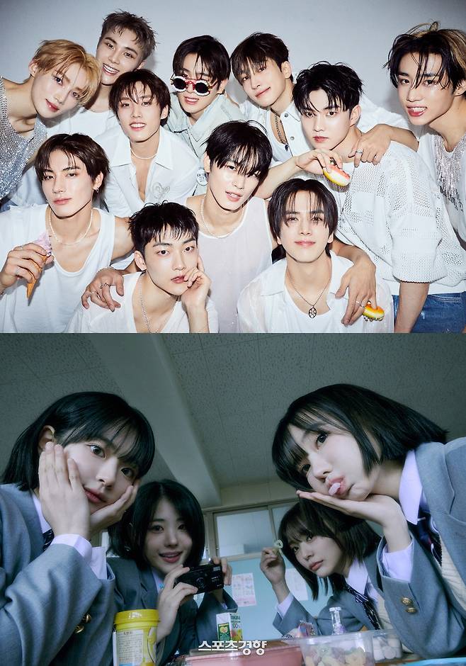 그룹 더보이즈와 QWER. 경향신문 자료사진