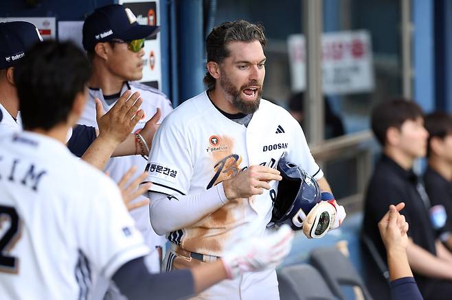 3타점 쐐기 3루타의 주인공 두산 제이크 케이브 [두산 베어스 제공. 재판매 및 DB 금지]