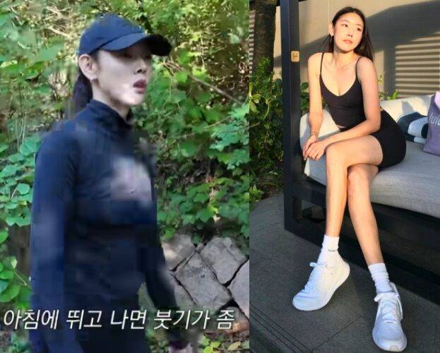한혜진이 부기 관리를 위해 아침 조깅을 했다. 사진=한혜진 유튜브 채널 영상 캡처/인스타그램