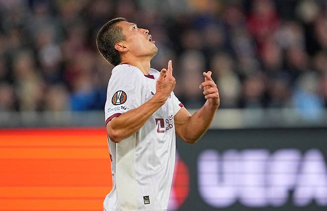 슈투름 그라츠(오스트리아)와 2025~26 UEL 리그 페이즈 1차전에 출전한 조규성. 사진=로이터 연합뉴스