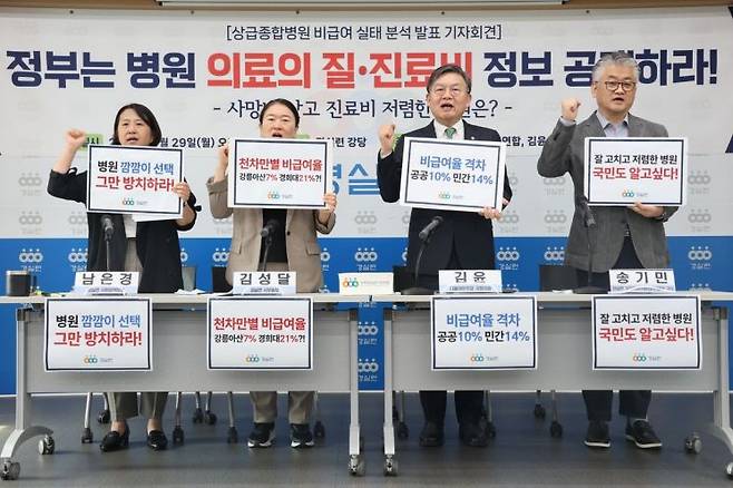 상급종합병원 비급여 실태 분석 발표 기자회견. 경제정의실천시민연합, 연합뉴스 제공