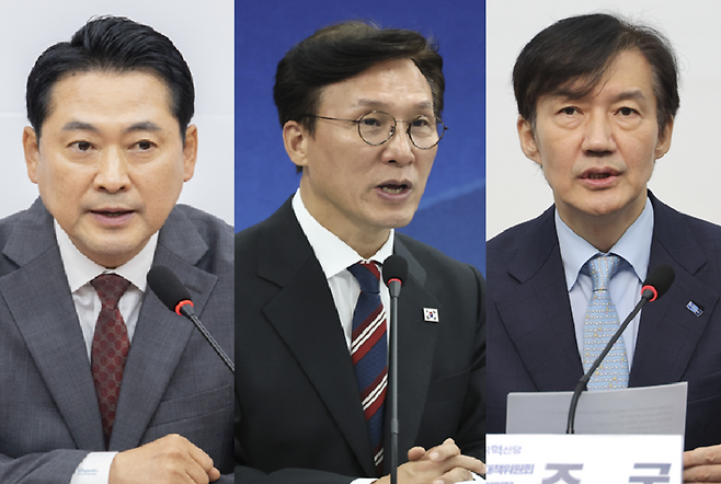 (왼쪽부터) 장동혁 국민의힘 대표, 김민석 국무총리, 조국 조국혁신당 비상대책위원장 / 사진=연합뉴스