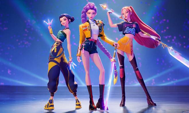 케이팝 데몬 헌터스 등장인물인 헌트릭스. 넷플릭스 제공