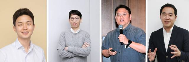 (왼쪽부터) 서민준 KAIST 김재철AI대학원 교수, 전병곤 서울대 컴퓨터공학과 교수, 김장우 서울대 전기정보공학부 교수, 신진우 KAIST 김재철AI대학원 석좌교수.