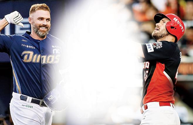 NC 데이비슨(왼쪽)과 KIA 위즈덤. 각 구단  제공