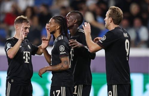 1일 파포스전 득점 후 기뻐하는 뮌헨 선수들. 로이터연합뉴스