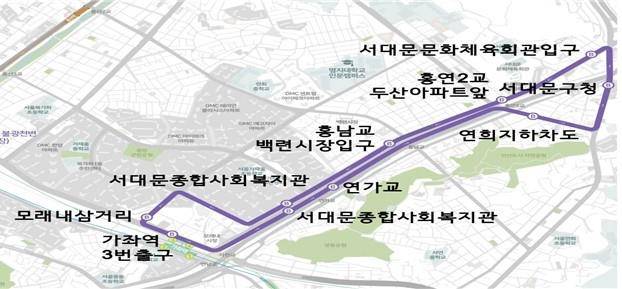 서대문구 자율주행버스 노선도 [서대문구 제공. 재판매 및 DB 금지]