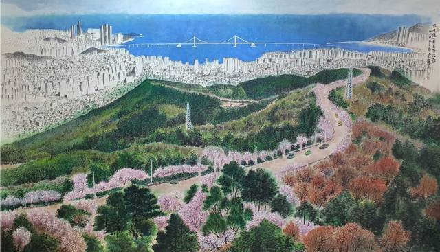 허휘, '금련산에서 보다-부산 바다'. 작가 제공