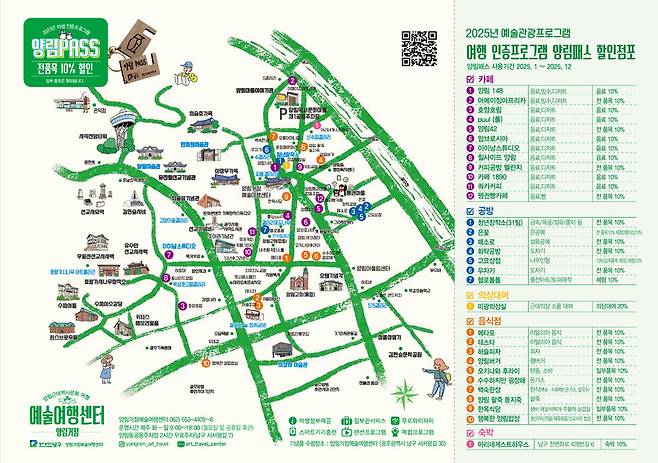 양림패스는 네이버에서 신청 후 현장에서 수령할 수 있는데, 참여 음식점과 카페 등에서 10% 할인 혜택을 받는다. 양림거점예술여행센터 제공