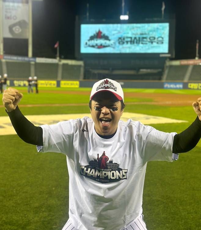 이윤승 응원단장. 잠실=이형석 기자&nbsp;