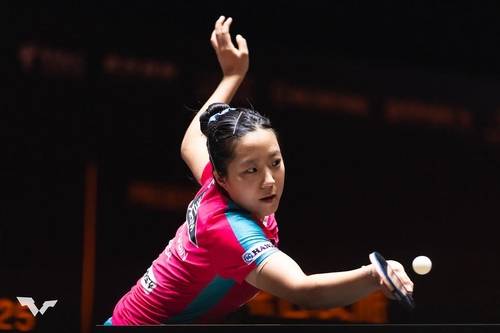 WTT 중국 스매시에 출전한 신유빈의 경기 장면  [WTT 인스타그램 캡처. 재판매 및 DB 금지]
