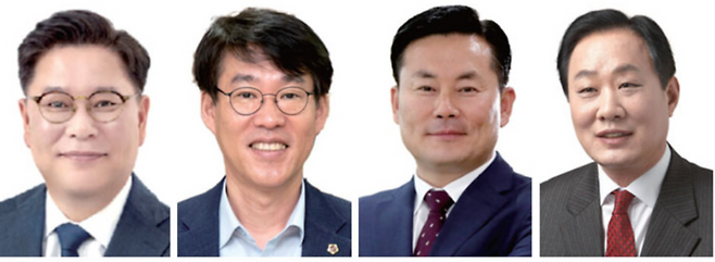 ▲ 김정식 전 구청장(좌로부터)·김성준 전 시의원·정창규 전 시의원·박규홍 전 인천교통공사 사장 /인천일보DB